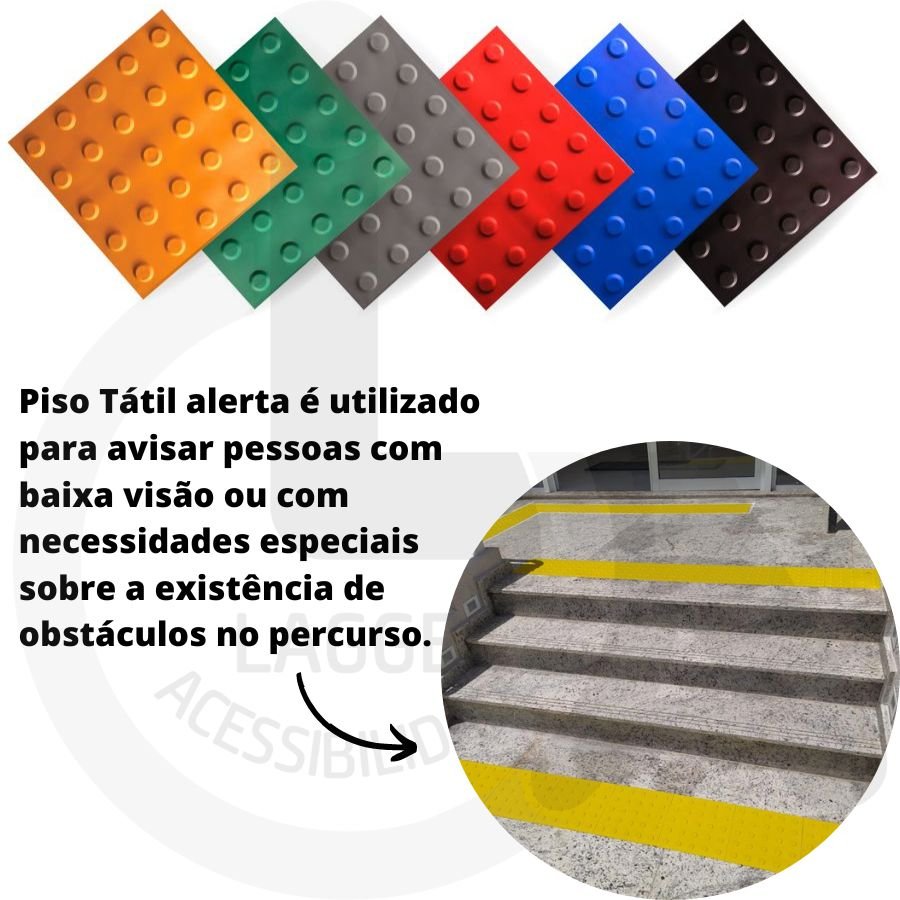 10 PISOS TÁTIL ALERTA VERMELHO PVC 25x25 + 1 COLA 750G | MadeiraMadeira