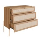 Ver imagem 3 de Cômoda 3 Gavetas Palhinha Pé Metal Oslo Hanover/dourado