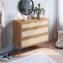 Ver imagem 2 de Cômoda 3 Gavetas Palhinha Pé Metal Oslo Hanover/dourado