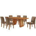 Ver imagem 2 de Mesa de Jantar Carolina com 6 Cadeiras Moderna Mobilia Veludo Capuccino/naturalle Laminado