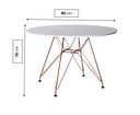 Ver imagem 2 de Mesa Eiffel Redonda 90cm Tampo de Madeira Branco com Base de Ferro Cobre
