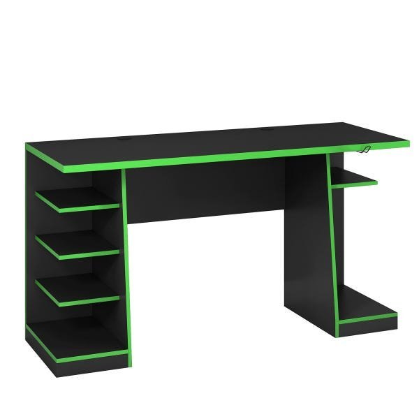 Mesa Computador Gamer Preta/Verde 6 Prateleiras NT2020 Notável 75x136x57 - 3