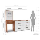Ver imagem 3 de Cômoda Penteadeira Madri 8 Gavetas Espelho 209x160cm Branco/Freijó 250804