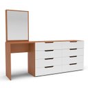 Ver imagem 2 de Cômoda Penteadeira Madri 8 Gavetas Espelho 209x160cm Branco/Freijó 250804
