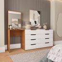 Ver imagem 1 de Cômoda Penteadeira Madri 8 Gavetas Espelho 209x160cm Branco/Freijó 250804