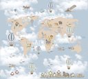 Ver imagem 1 de Papel De Parede Adesivo Infantil Mapa Mundi Bichinhos Balão