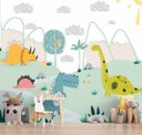 Ver imagem 1 de Papel de Parede Adesivo, Infantil Dinossauros Desenhados 1x1