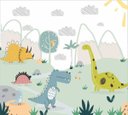 Ver imagem 2 de Papel de Parede Adesivo, Infantil Dinossauros Desenhados 1x1
