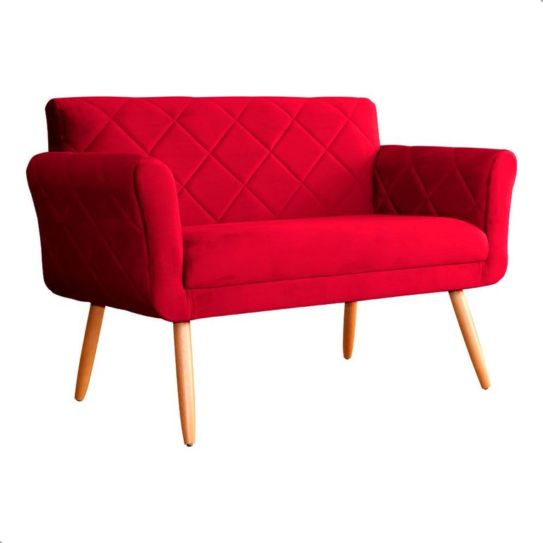 Namoradeira Decorativa Isabela Pés Palito Suede Vermelho - Ds Estofados