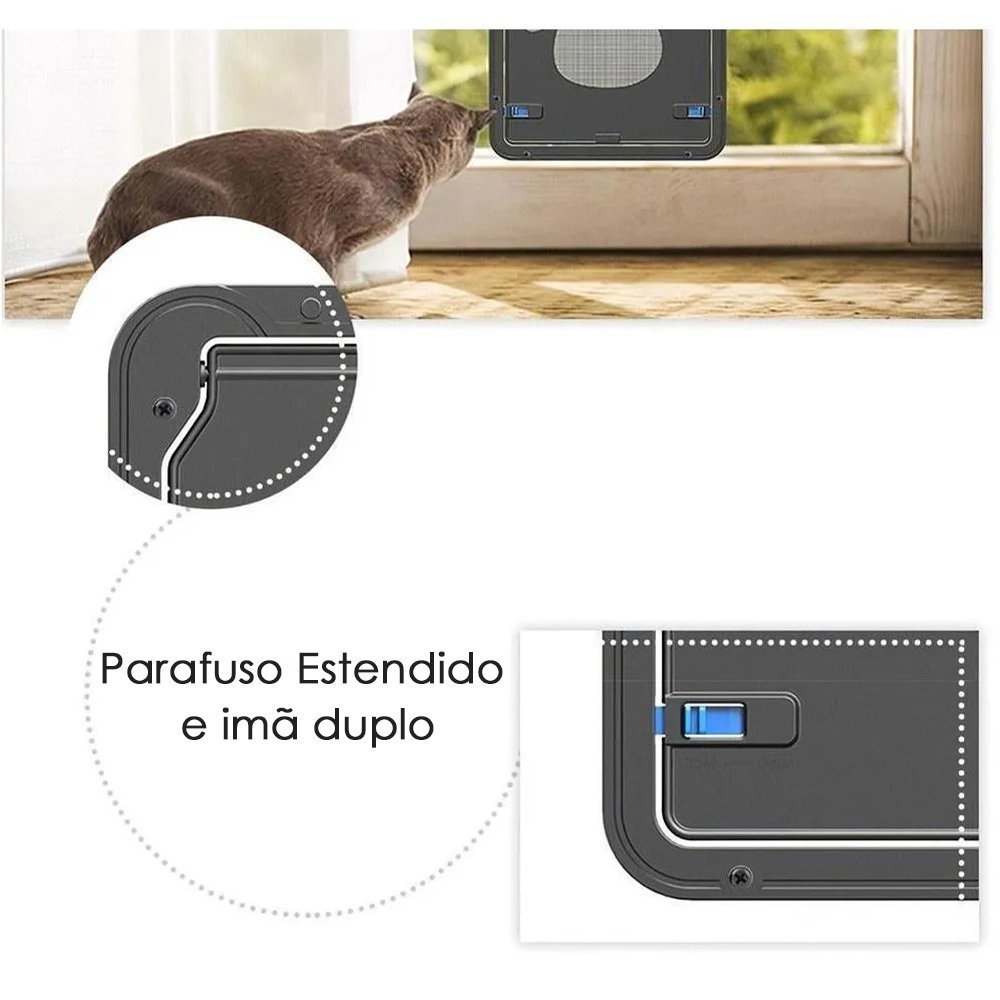 Porta De Passagem Gato Cachorro Portinha Magnetica Acesso Pet Animais Anti Mordida Casa Petshop - 7