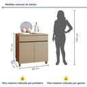 Ver imagem 3 de Balcão 2 Portas 1 Gaveta 80cm 100% MDF Realeza Premium Bege/Carvalho/Greige