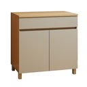 Ver imagem 2 de Balcão 2 Portas 1 Gaveta 80cm 100% MDF Realeza Premium Bege/Carvalho/Greige