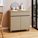 Ver imagem 1 de Balcão 2 Portas 1 Gaveta 80cm 100% MDF Realeza Premium Bege/Carvalho/Greige
