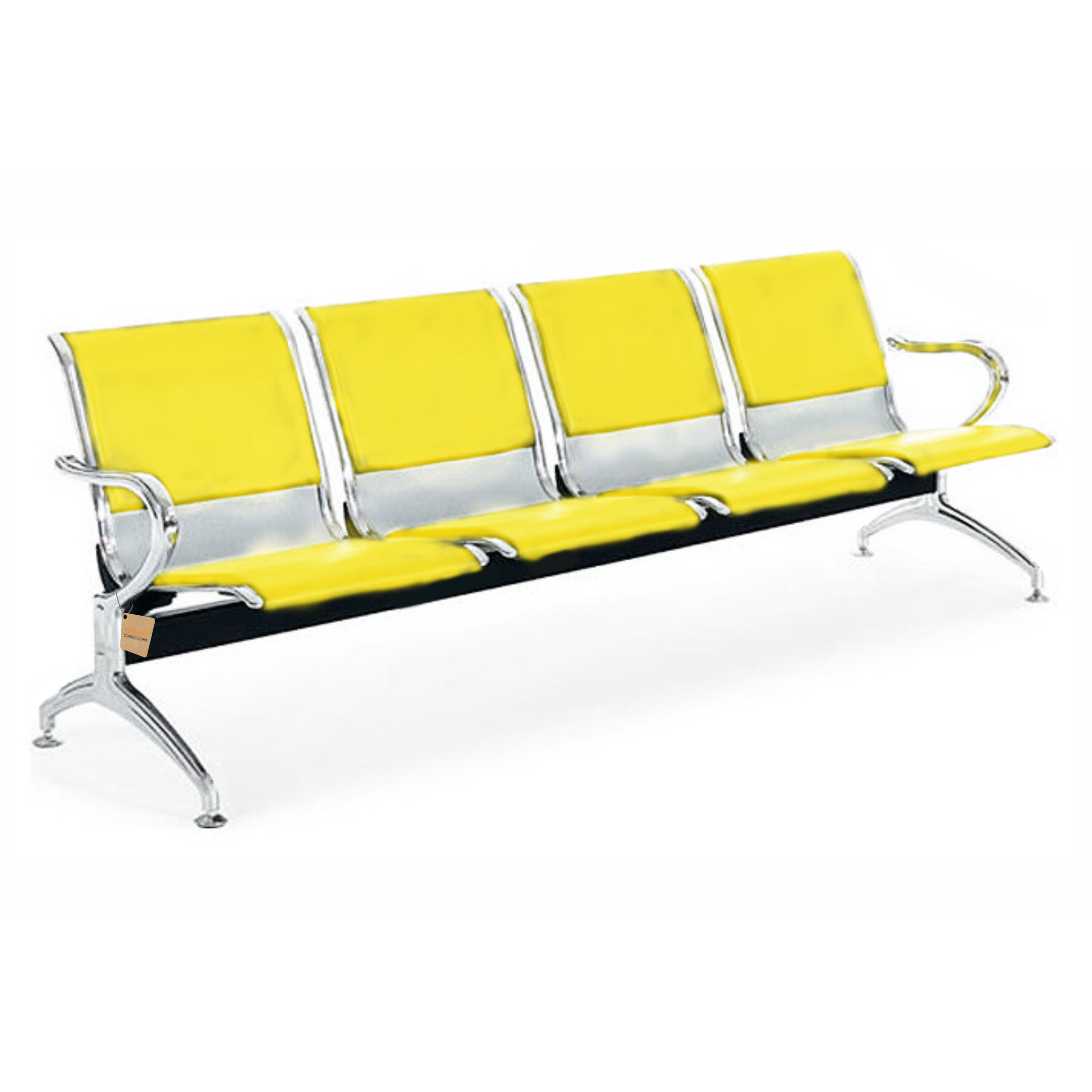 Cadeira Longarina 4 Lugares Com Estofado Colors: Amarelo - 1