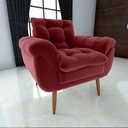 Ver imagem 3 de Poltrona Decorativa Confortável Pés em Madeira Maciça Xangai Veludo Vermelho Matrix