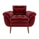 Ver imagem 2 de Poltrona Decorativa Confortável Pés em Madeira Maciça Xangai Veludo Vermelho Matrix