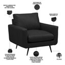Ver imagem 4 de Poltrona Decorativa para Sala Living Industrial 88cm Dijon L06 Couro Preto - Lyam Decor