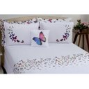 Ver imagem 1 de Jogo de Cama Lençol Borboletas Percal 180 Fios Queen Size 4 Peças