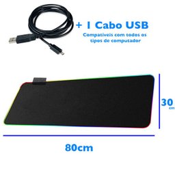 Mouse Pad Gamer LED Rgb 7 Cores C/USB Extra Grande 80x30cm Zsbd001 - 7