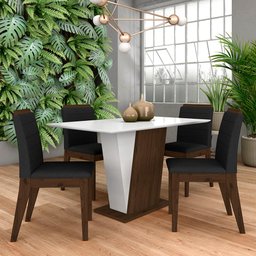 Mesa com 4 Cadeiras Qatar 1,20 Imb/off/preto - Móveis Arapongas Imbuia/off White/preto 06 - 1 Mesa com 4 Cadeiras Qatar 1,20 Imb/off/preto - Móveis Arapongas Imbuia/off White/preto 06 - 1