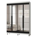 Ver imagem 2 de Guarda-Roupa Solteiro com Pés 4 Portas Batentes com Espelhos Branco/Preto/Preto Netuno Madesa