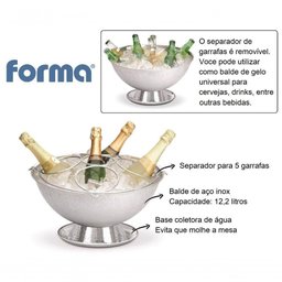 Champanheira Grande Inox 12,2 Litros com Pedestal Coletor de Água Separador Removível para 5 - 2