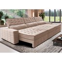 Ver imagem 1 de Sofá Retrátil e Reclinável 3,85m Cama inBox Big Puffer com SoftGel D40 Velupluma Bege