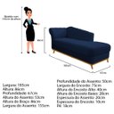 Ver imagem 4 de Recamier Vanessa 1,85M Lado Esquerdo Suede Azul Marinho - Doce Sonho Móveis