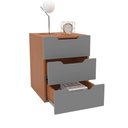 Ver imagem 3 de Mesa de Cabeceira Madri 3 Gavetas Cinza/freijó - Politorno