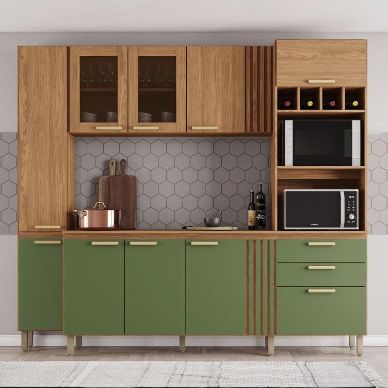 Kit Cozinha Compacta Ambiente Bc01216 10 Portas Nature Verde Hp – Briz