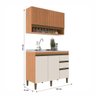 Cozinha Compacta Cecilia 3 Portas 3 Gavetas Ripado Freijó/off White - Jcarvalho - 4