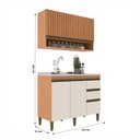 Ver imagem 4 de Cozinha Compacta Cecilia 3 Portas 3 Gavetas Ripado Freijó/off White - Jcarvalho