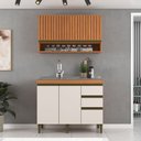 Ver imagem 1 de Cozinha Compacta Cecilia 3 Portas 3 Gavetas Ripado Freijó/off White - Jcarvalho