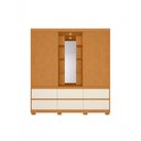 Ver imagem 5 de Guarda Roupa Solteiro Atena 2 Portas de Correr 6 Gavetas MDP com Espelho e LED Cinamomo Off White