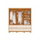 Ver imagem 7 de Guarda Roupa Solteiro Atena 2 Portas de Correr 6 Gavetas MDP com Espelho e LED Cinamomo Off White