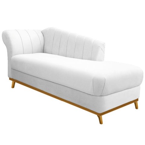 Recamier Vanessa 1,85M Lado Direito Suede Branco - Doce Sonho Móveis