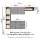 Ver imagem 3 de Armário de Cozinha Compacta 180cm Rustic/Cinza Easy Madesa