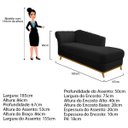 Ver imagem 4 de Recamier Vanessa 1,85M Lado Direito Suede Preto - Doce Sonho Móveis