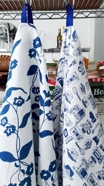 Pano de Louça Sweet | Casa Floral Azul Pack com 03 unidades - 5
