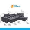 Ver imagem 5 de Sofá 5 Lugares Chaise Retrátil e Reclinável de Canto Sttilo 2,80m Cinza - Megasul