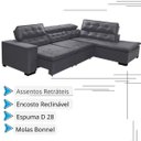 Ver imagem 4 de Sofá 5 Lugares Chaise Retrátil e Reclinável de Canto Sttilo 2,80m Cinza - Megasul