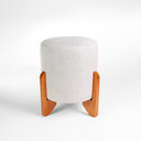 Ver imagem 2 de Kit 02 Puff Piave Decorativo Tecido Linho Banqueta Redondo Pés de Madeira Maciça