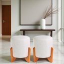 Ver imagem 7 de Kit 02 Puff Piave Decorativo Tecido Linho Banqueta Redondo Pés de Madeira Maciça