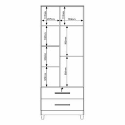 Roupeiro Multiuso 2 Portas Ubatuba - Mirarack:Ipê/Cinza - 3