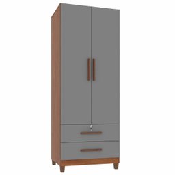 Roupeiro Multiuso 2 Portas Ubatuba - Mirarack:Ipê/Cinza - 1