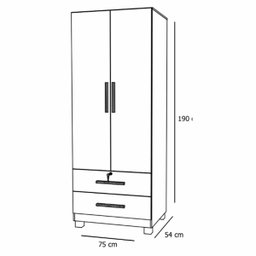 Roupeiro Multiuso 2 Portas Ubatuba - Mirarack:Ipê/Cinza - 2