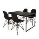 Ver imagem 6 de Mesa Industrial Base Ferro Preto Tampo 137X90 Preto 4 Cadeiras Ferro Preto Assento Preto Preto
