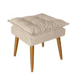 Puff Puf Banqueta Opala Para Quarto Sala Recepção Suede Bege - Ninho Decor - 1