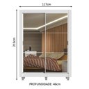 Ver imagem 4 de Guarda-roupa Solteiro Madesa Denver 2 Portas de Correr de Espelho com Pés - Branco