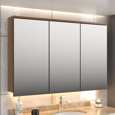Espelheira para Banheiro Santorini 100 com LED Noce/Noce
